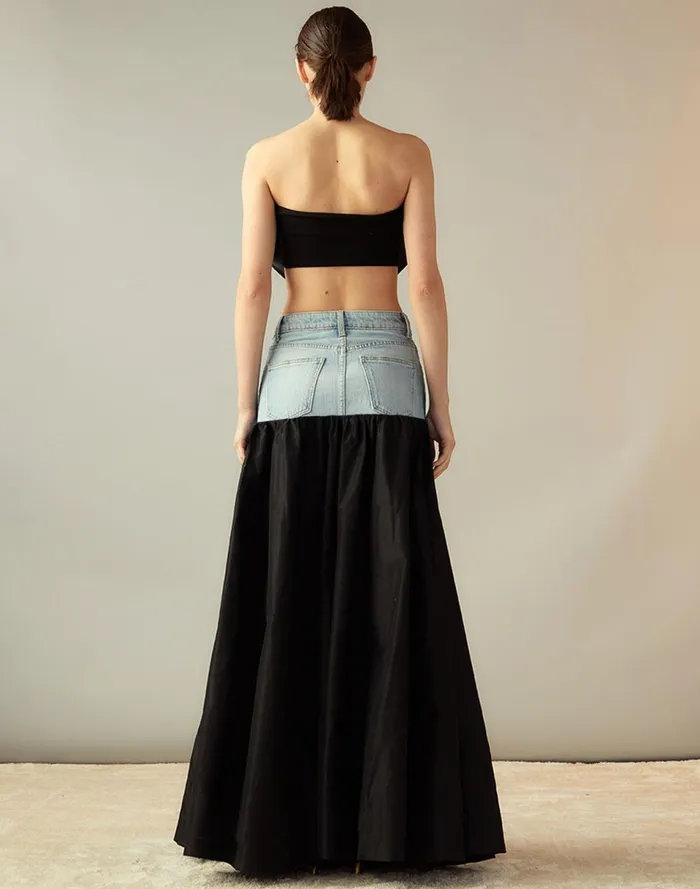 Women Cynthia Rowley Bottoms Denim Taffeta Skirt Black