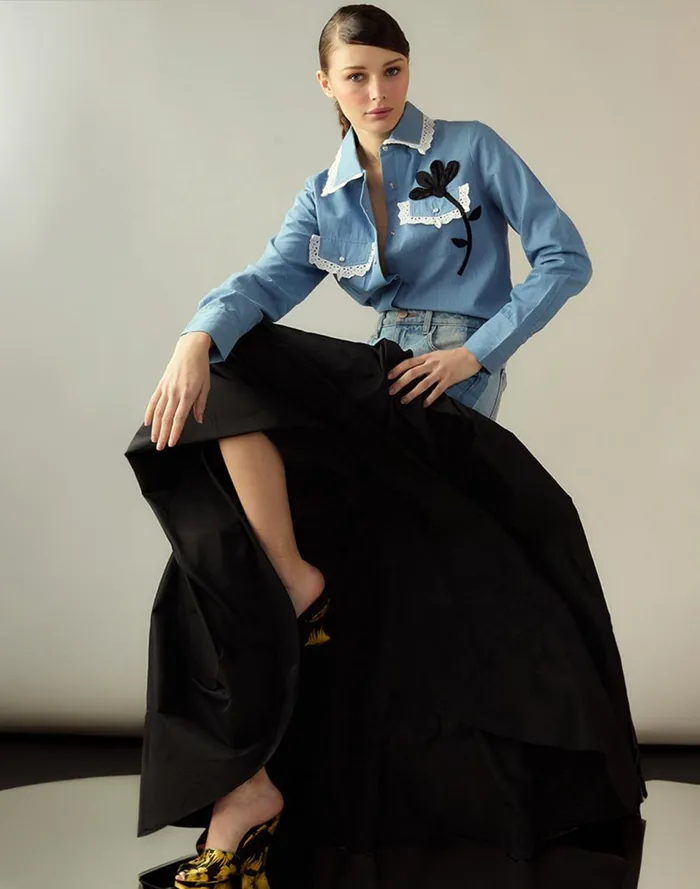 Women Cynthia Rowley Bottoms Denim Taffeta Skirt Black