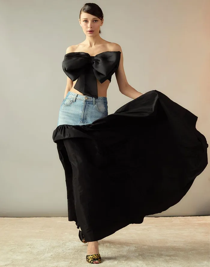 Women Cynthia Rowley Bottoms Denim Taffeta Skirt Black