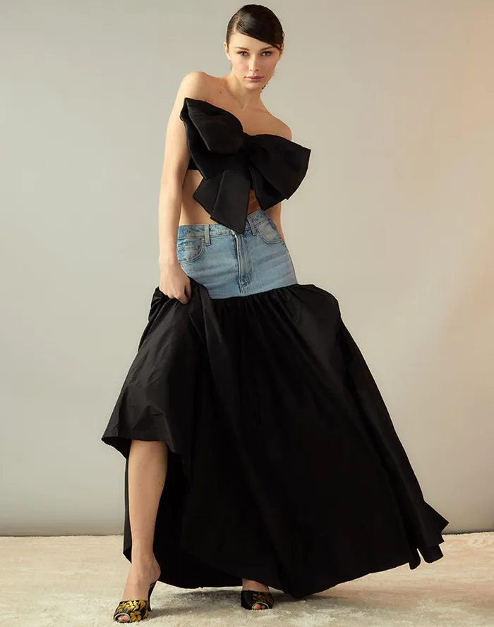 Women Cynthia Rowley Bottoms Denim Taffeta Skirt Black