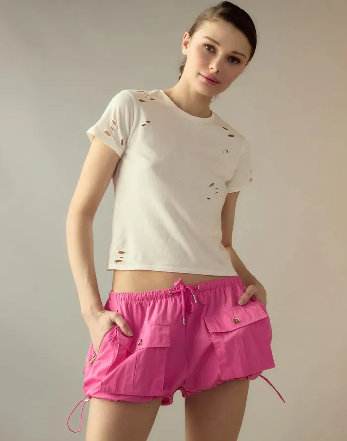Women Cynthia Rowley Bottoms Nylon Cargo Shorts Htpnk Women Cynthia Rowley Bottoms Nylon Cargo Shorts Htpnk