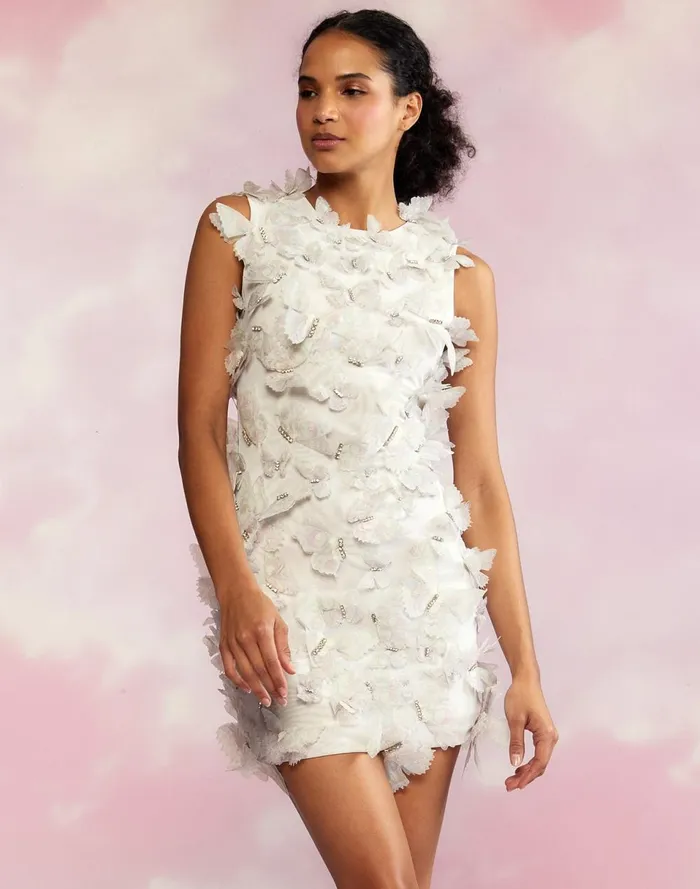 Women Cynthia Rowley Dresses Butterfly Embellished Dress Ivory Women Cynthia Rowley Dresses Butterfly Embellished Dress Ivory