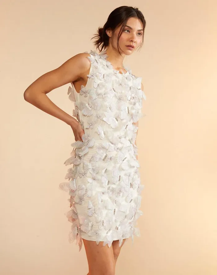 Women Cynthia Rowley Dresses Butterfly Embellished Dress Ivory Women Cynthia Rowley Dresses Butterfly Embellished Dress Ivory