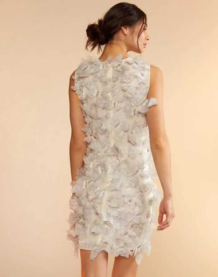 Women Cynthia Rowley Dresses Butterfly Embellished Dress Ivory Women Cynthia Rowley Dresses Butterfly Embellished Dress Ivory
