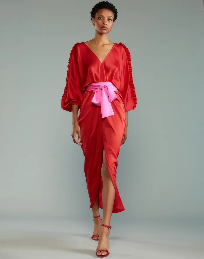 Women Cynthia Rowley Dresses Dolman Sleeve Dance Dress Red