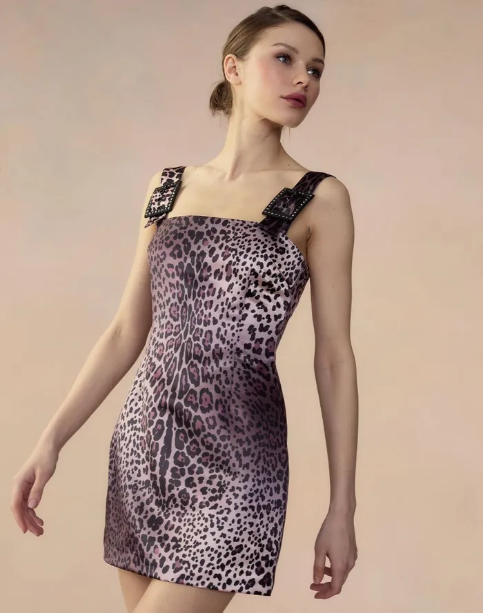 Women Cynthia Rowley Dresses Leopardess Satin Dress Leopd