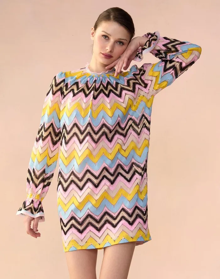 Women Cynthia Rowley Dresses Zigzag Knit Shift Dress Ylwmt