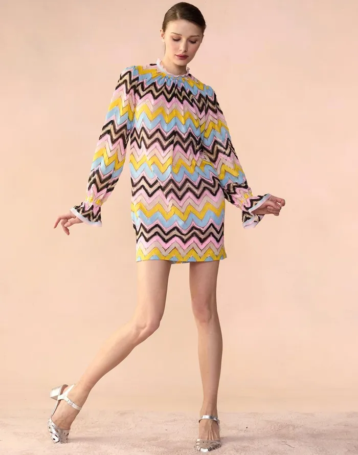 Women Cynthia Rowley Dresses Zigzag Knit Shift Dress Ylwmt Women Cynthia Rowley Dresses Zigzag Knit Shift Dress Ylwmt