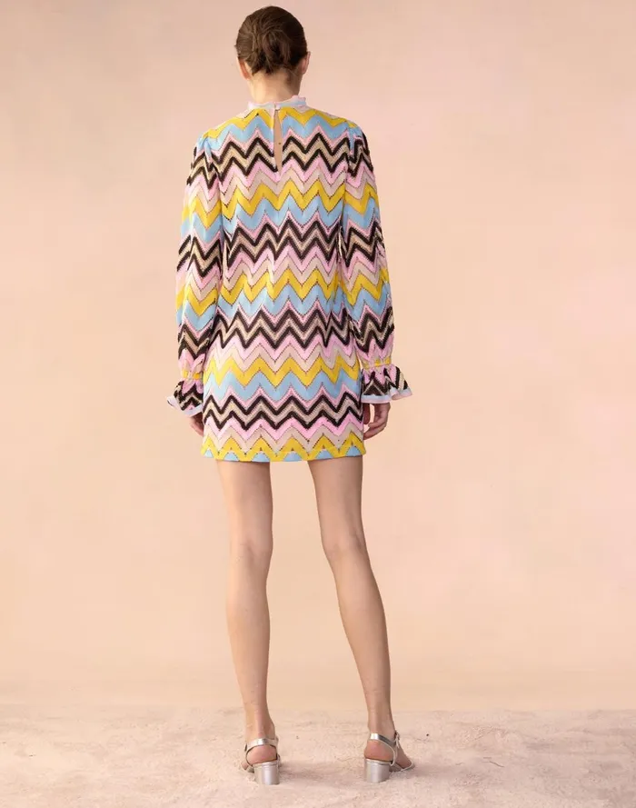 Women Cynthia Rowley Dresses Zigzag Knit Shift Dress Ylwmt Women Cynthia Rowley Dresses Zigzag Knit Shift Dress Ylwmt