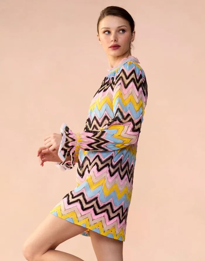Women Cynthia Rowley Dresses Zigzag Knit Shift Dress Ylwmt Women Cynthia Rowley Dresses Zigzag Knit Shift Dress Ylwmt