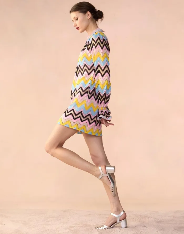 Women Cynthia Rowley Dresses Zigzag Knit Shift Dress Ylwmt Women Cynthia Rowley Dresses Zigzag Knit Shift Dress Ylwmt