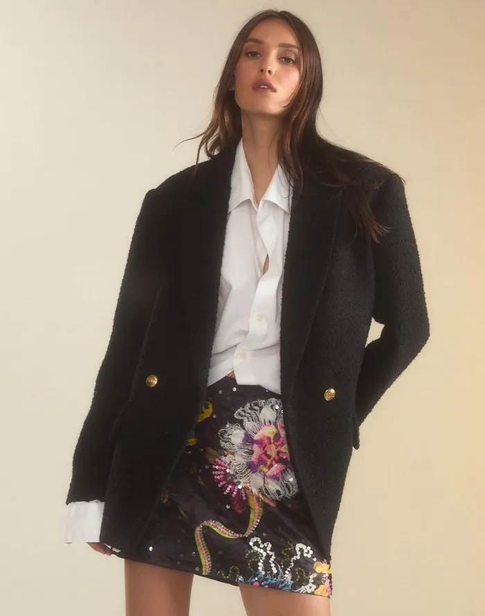 Women Cynthia Rowley Outerwear Bardot Boucl Blazer Black