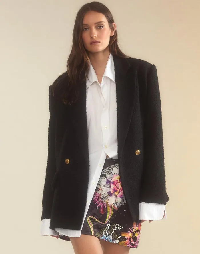 Women Cynthia Rowley Outerwear Bardot Boucl Blazer Black