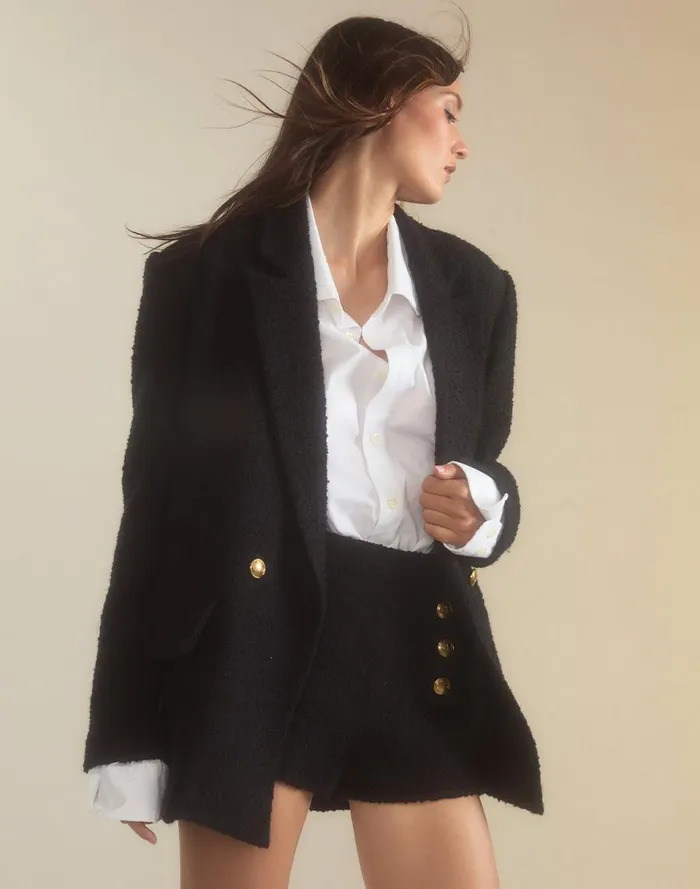 Women Cynthia Rowley Outerwear Bardot Boucl Blazer Black