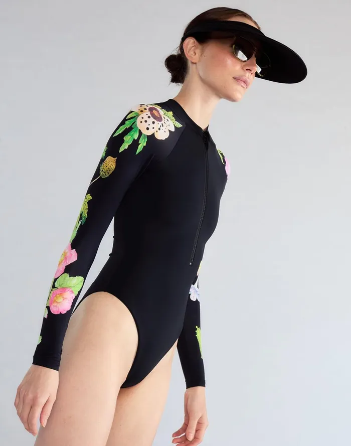 Women Cynthia Rowley Swim Bloomed Surfsuit Blkfl Women Cynthia Rowley Swim Bloomed Surfsuit Blkfl