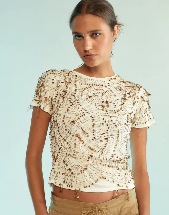 Women Cynthia Rowley Tops Safety First Tee White Women Cynthia Rowley Tops Safety First Tee White