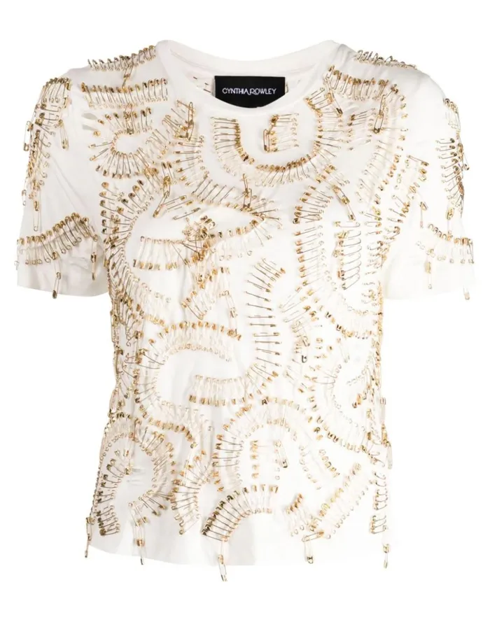 Women Cynthia Rowley Tops Safety First Tee White Women Cynthia Rowley Tops Safety First Tee White