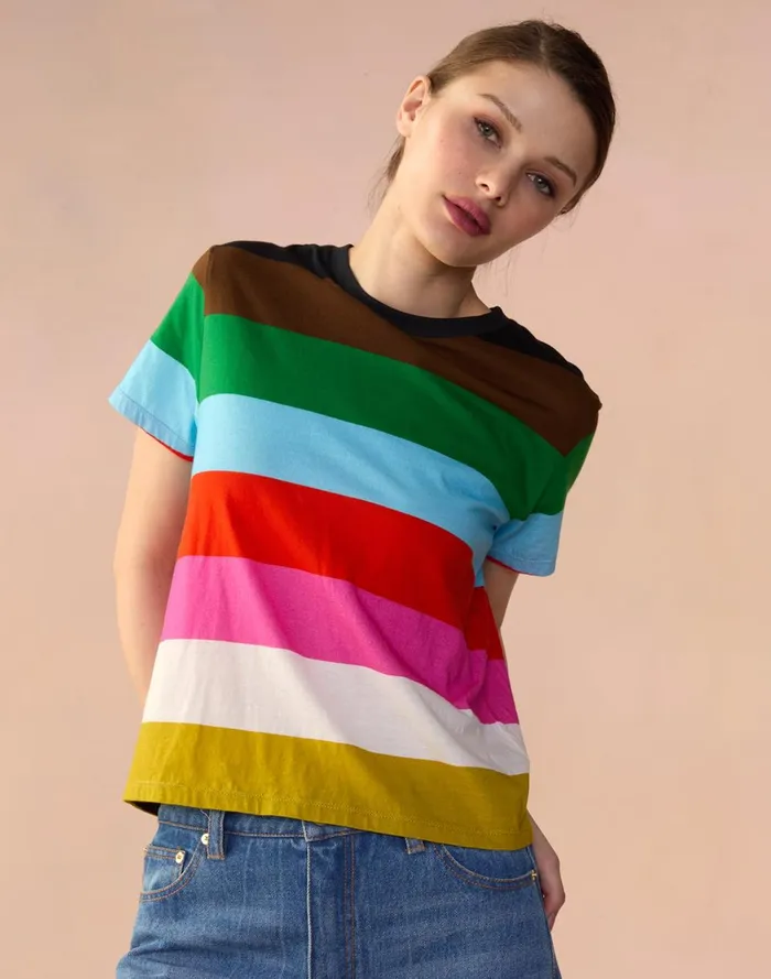 Women Cynthia Rowley Tops Striped Tee Stmul Women Cynthia Rowley Tops Striped Tee Stmul