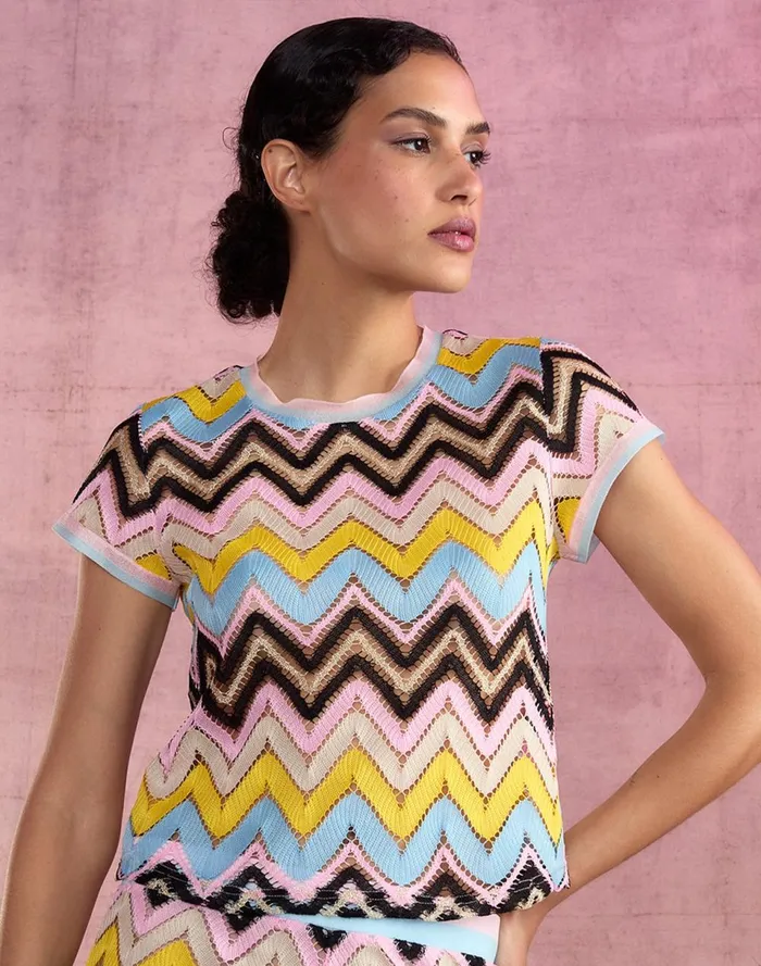 Women Cynthia Rowley Tops Zigzag Knit Tee Ylwmt