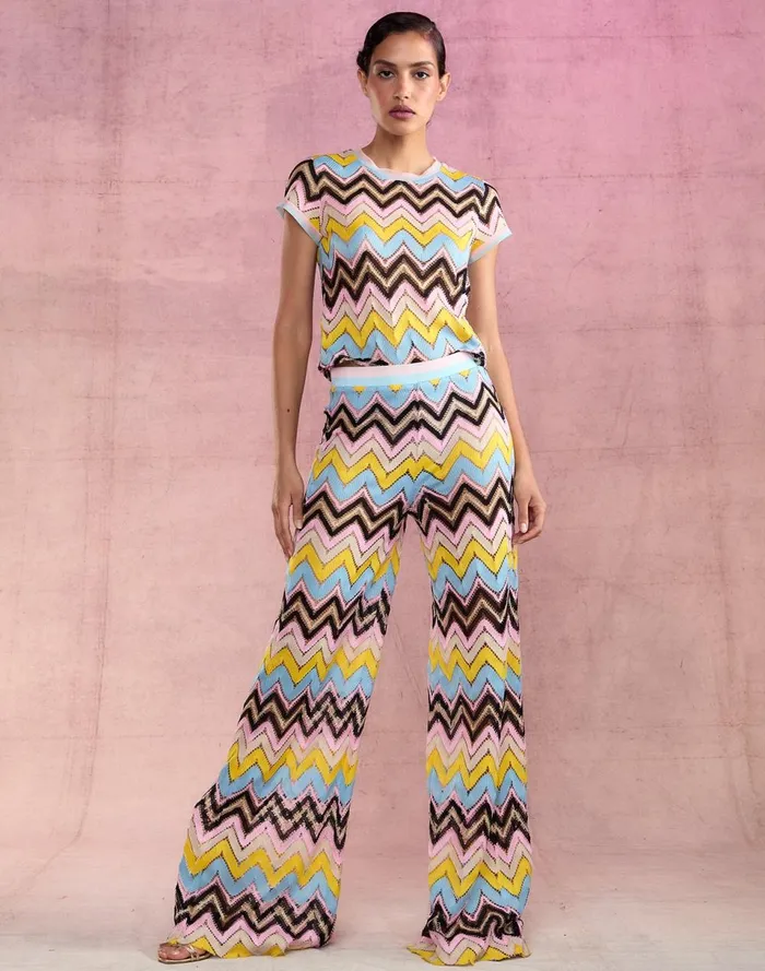 Women Cynthia Rowley Tops Zigzag Knit Tee Ylwmt