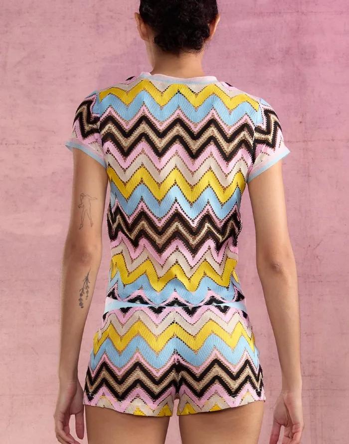 Women Cynthia Rowley Tops Zigzag Knit Tee Ylwmt