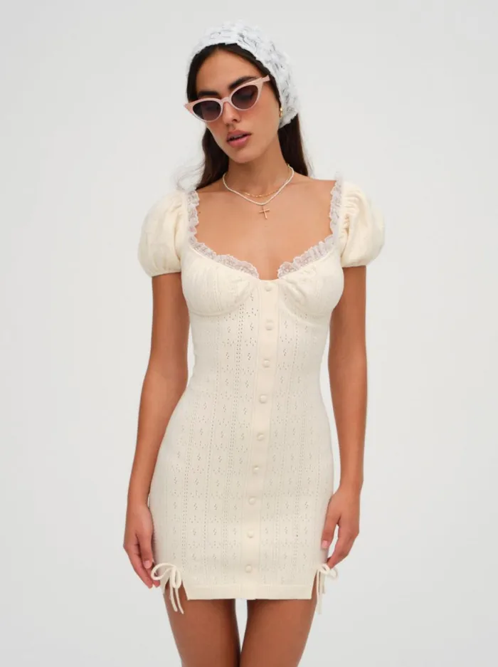 Women Daniela Knit Mini Dress Ivory For Love and Lemons Dresses Women Daniela Knit Mini Dress Ivory For Love and Lemons Dresses