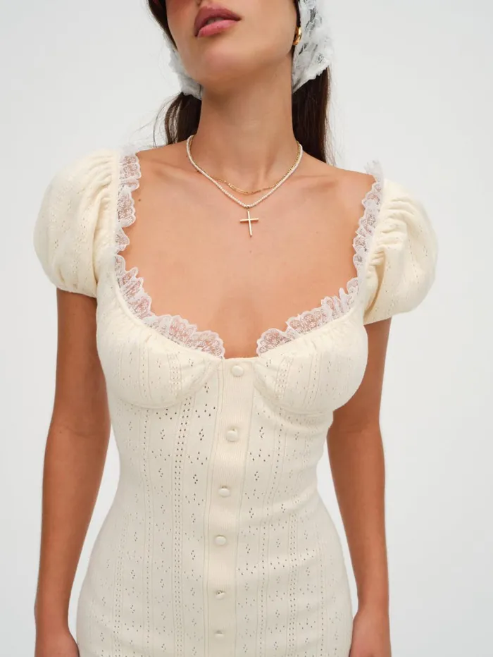 Women Daniela Knit Mini Dress Ivory For Love and Lemons Dresses Women Daniela Knit Mini Dress Ivory For Love and Lemons Dresses