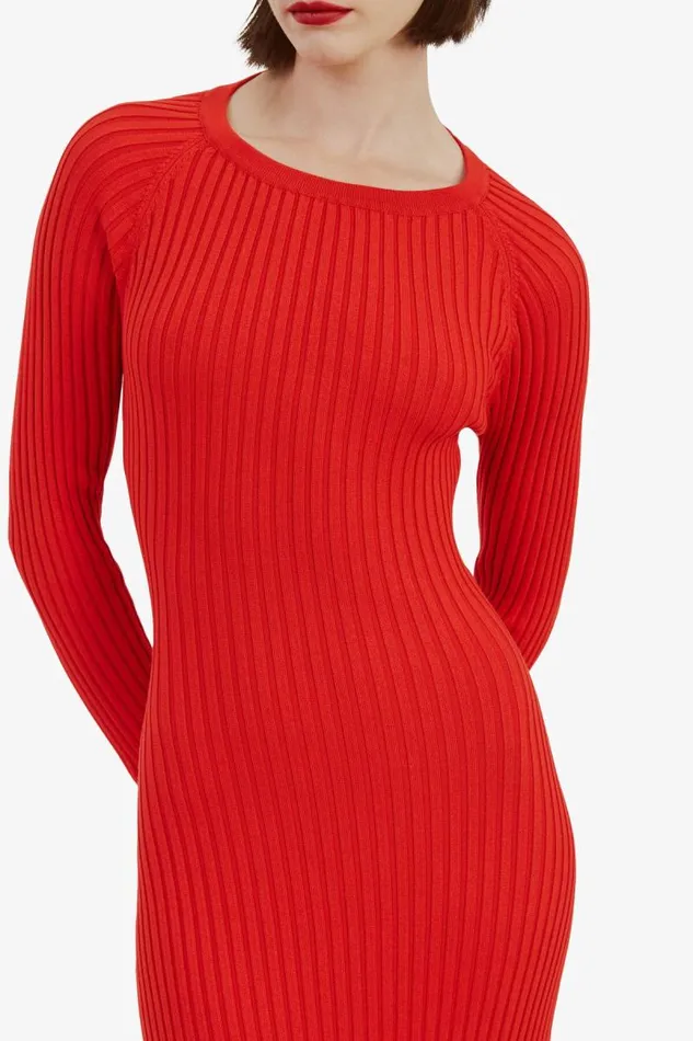 Women Day To Night Dresses Bardot Amaro Maxi Knit Dress In Fire Red Fire Red