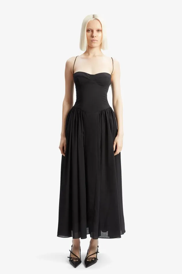 Women Day To Night Dresses Bardot Estie Cotton Maxi Dress In Black Black