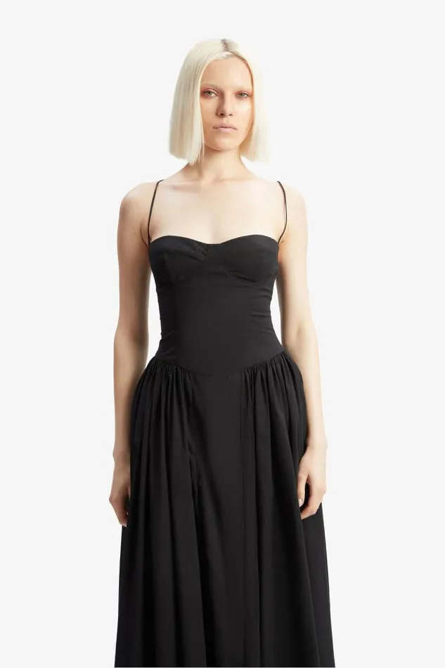 Women Day To Night Dresses Bardot Estie Cotton Maxi Dress In Black Black