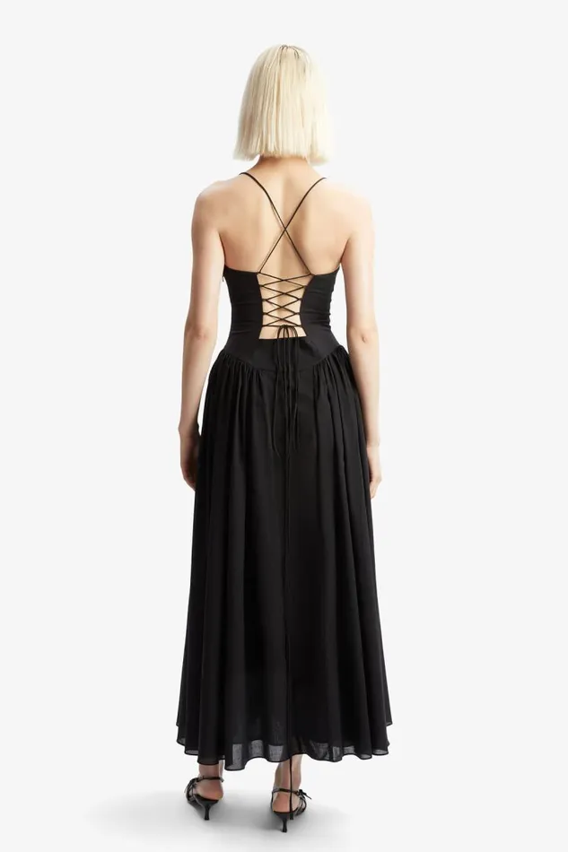 Women Day To Night Dresses Bardot Estie Cotton Maxi Dress In Black Black