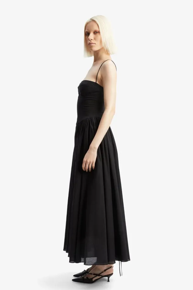 Women Day To Night Dresses Bardot Estie Cotton Maxi Dress In Black Black