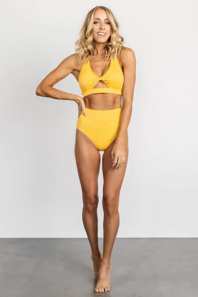 Women Del Mar Ribbed Bikini Bottom Yellow Baltic Born Bikini