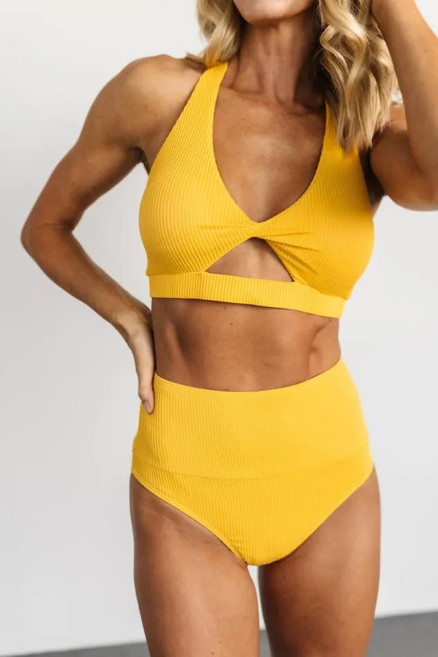 Women Del Mar Ribbed Bikini Bottom Yellow Baltic Born Bikini