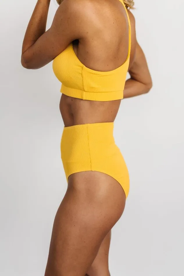 Women Del Mar Ribbed Bikini Bottom Yellow Baltic Born Bikini