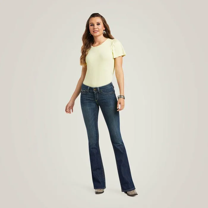 Women Denim Ariat REAL Mid Rise Corinne Boot Cut Jean Pacific