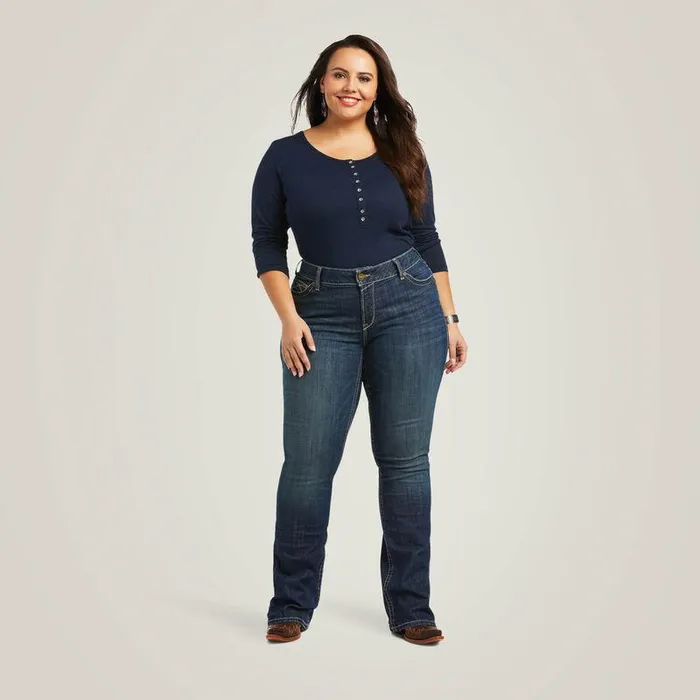 Women Denim Ariat REAL Mid Rise Corinne Boot Cut Jean Pacific