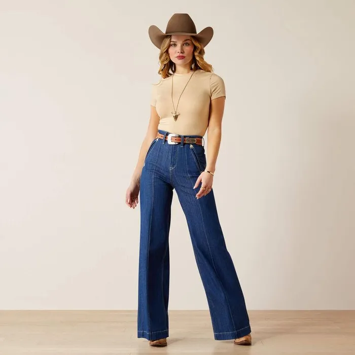 Women Denim Ariat Ultra High Rise Bria Wide Leg Jeans Low Dip Rinse Women Denim Ariat Ultra High Rise Bria Wide Leg Jeans Low Dip Rinse