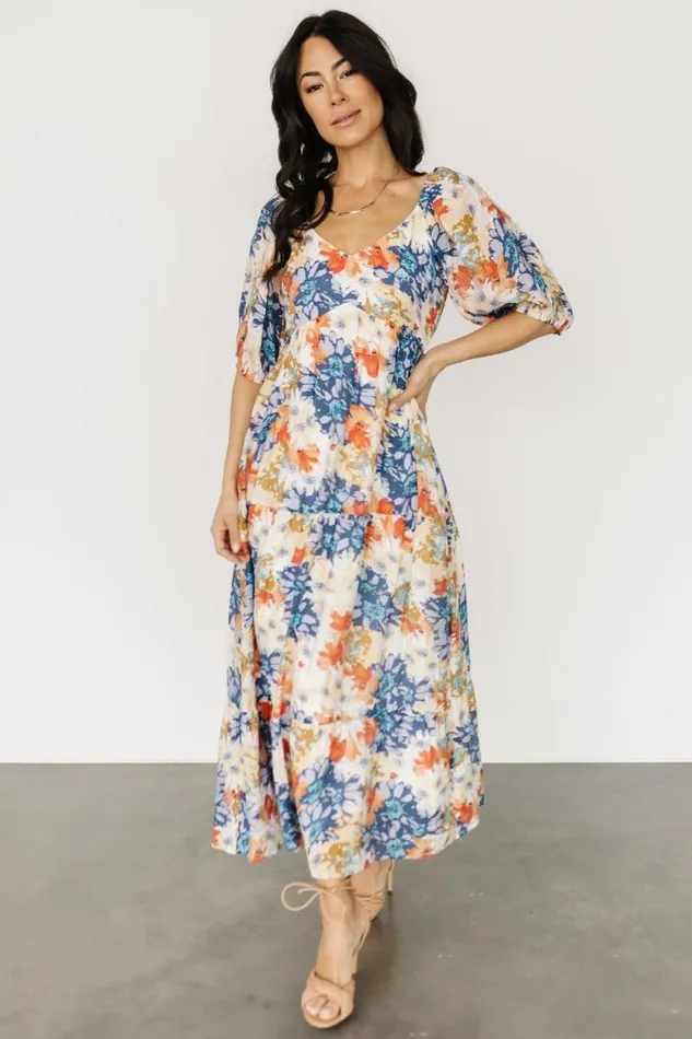 Women Denton Midi Dress Blue Multi Baltic Born Midi Dresses