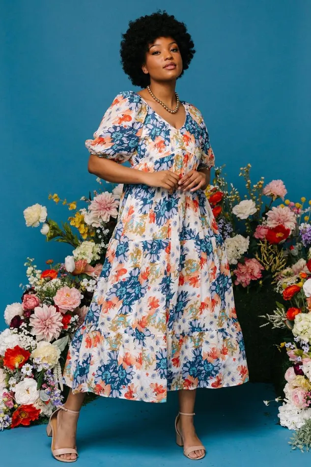 Women Denton Midi Dress Blue Multi Baltic Born Midi Dresses Women Denton Midi Dress Blue Multi Baltic Born Midi Dresses