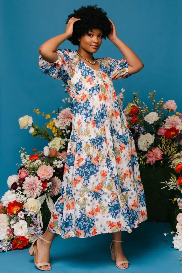 Women Denton Midi Dress Blue Multi Baltic Born Midi Dresses Women Denton Midi Dress Blue Multi Baltic Born Midi Dresses