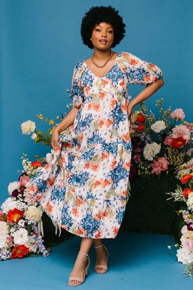 Women Denton Midi Dress Blue Multi Baltic Born Midi Dresses Women Denton Midi Dress Blue Multi Baltic Born Midi Dresses