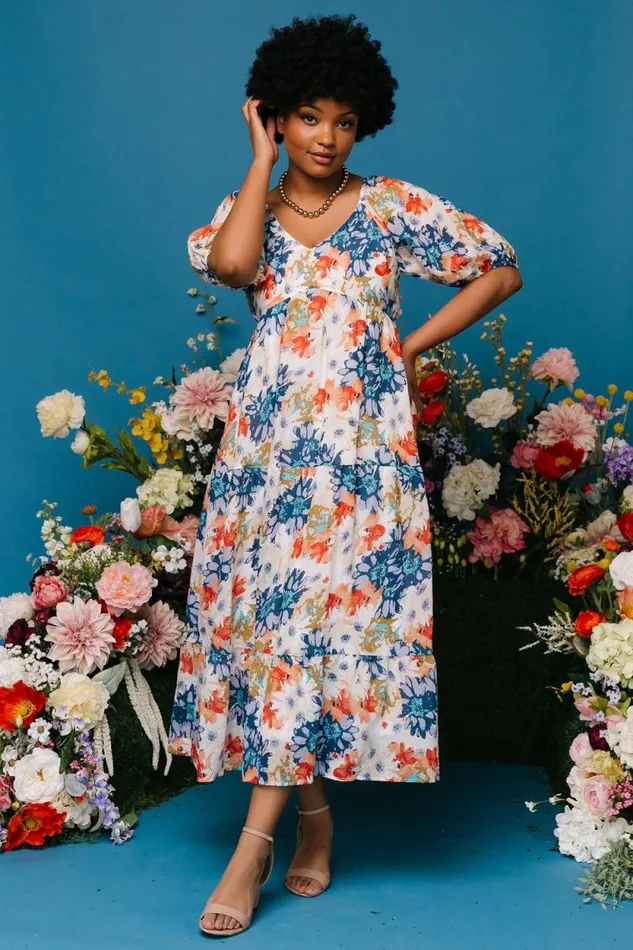 Women Denton Midi Dress Blue Multi Baltic Born Midi Dresses Women Denton Midi Dress Blue Multi Baltic Born Midi Dresses