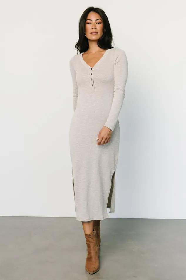 Women Denver Ribbed Midi Dress Light Gray Baltic Born Midi Dresses