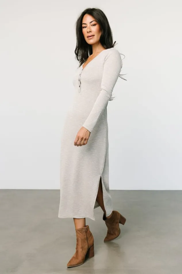 Women Denver Ribbed Midi Dress Light Gray Baltic Born Midi Dresses Women Denver Ribbed Midi Dress Light Gray Baltic Born Midi Dresses