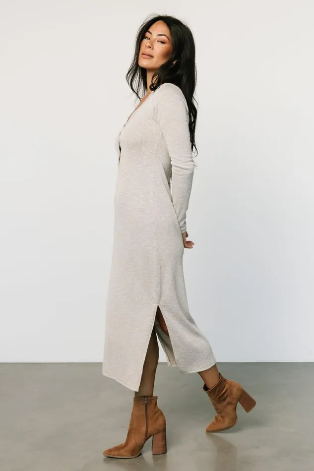 Women Denver Ribbed Midi Dress Light Gray Baltic Born Midi Dresses Women Denver Ribbed Midi Dress Light Gray Baltic Born Midi Dresses