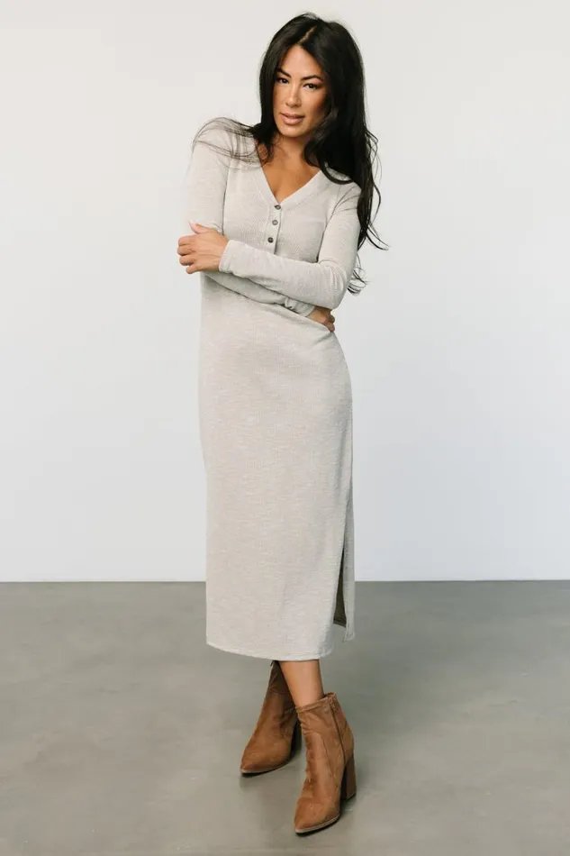 Women Denver Ribbed Midi Dress Light Gray Baltic Born Midi Dresses Women Denver Ribbed Midi Dress Light Gray Baltic Born Midi Dresses