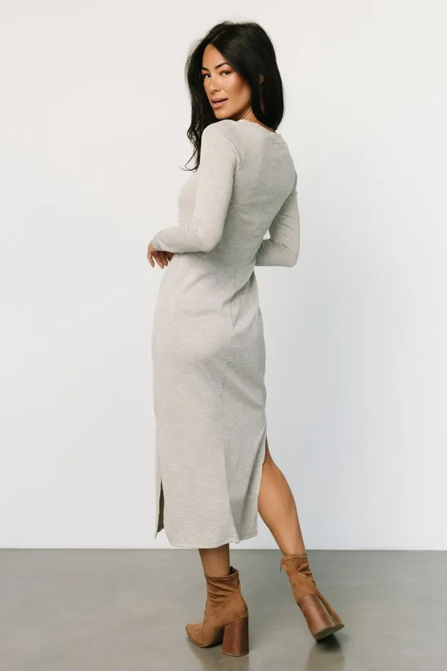 Women Denver Ribbed Midi Dress Light Gray Baltic Born Midi Dresses Women Denver Ribbed Midi Dress Light Gray Baltic Born Midi Dresses