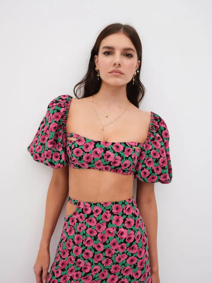 Women Dolcetto Crop Top Red For Love and Lemons Tops