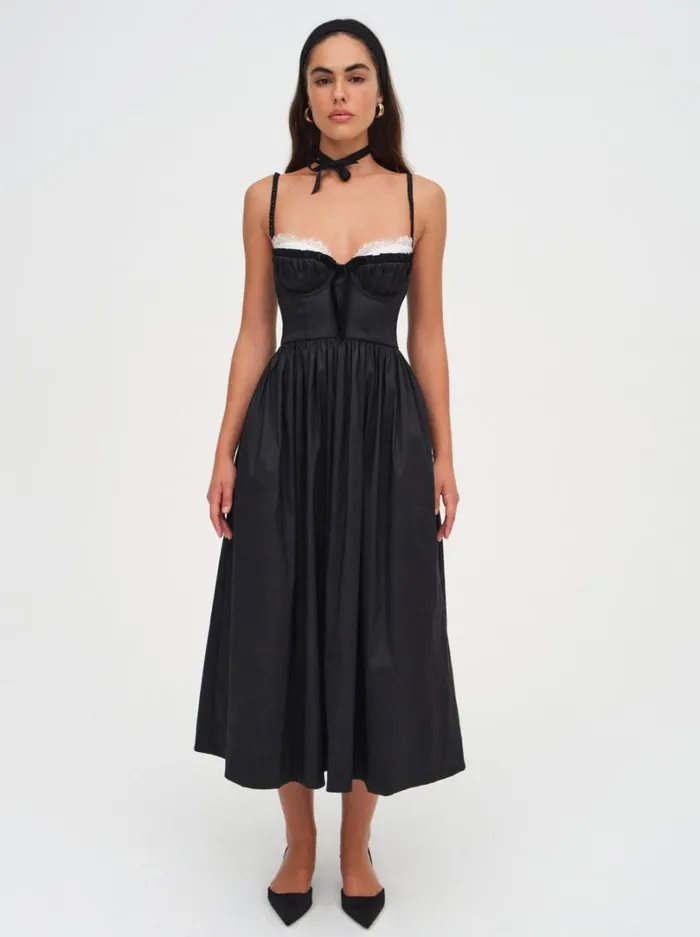 Women Doris Midi Dress Black For Love and Lemons Dresses